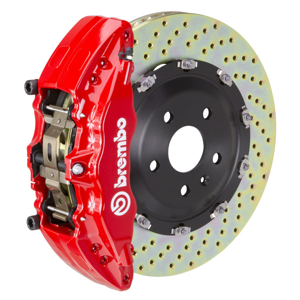 Brembo GT Front Big Brake Kit, 6-Piston Red Calipers, 380x34mm Drilled 2-Piece Rotors, Fits 2022-2025 Toyota Tundra 1J1.9027A2