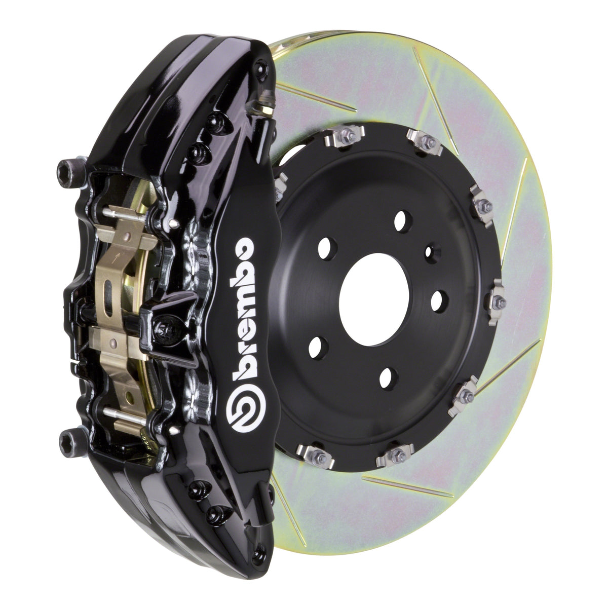 Brembo GT Front Big Brake Kit, 6-Piston Black Calipers, 380x34mm Type-1 Slotted 2-Piece Rotors 1J2.9028A1