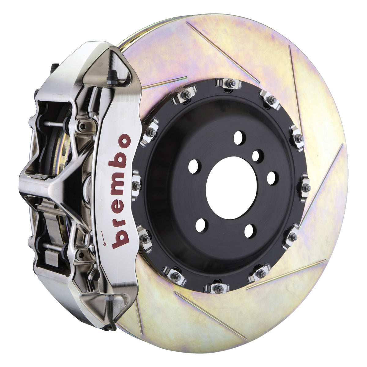 Brembo GT-R Front Big Brake Kit, 6-Piston Nickel Plated Calipers, 411x34mm Type-1 Slotted 2-Piece Rotors, Fits Bentley Continental 1L2.9501AR