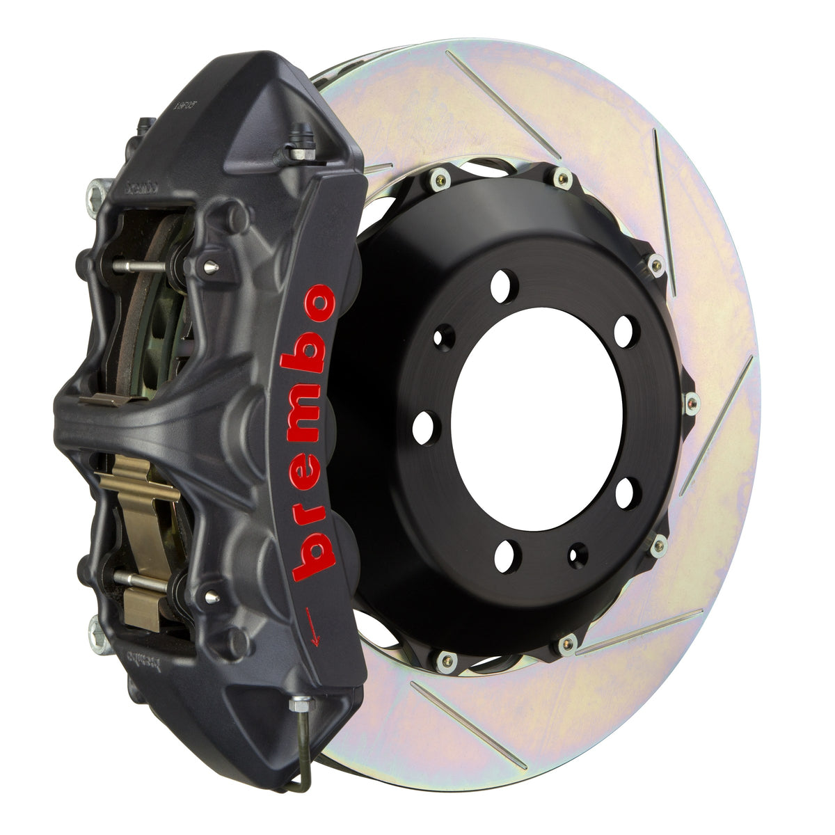 Brembo GT-S Front Big Brake Kit, 6-Piston Black Hard Anodized Calipers, 355x32mm Type-1 Slotted 2-Piece Rotors 1M2.8033AS