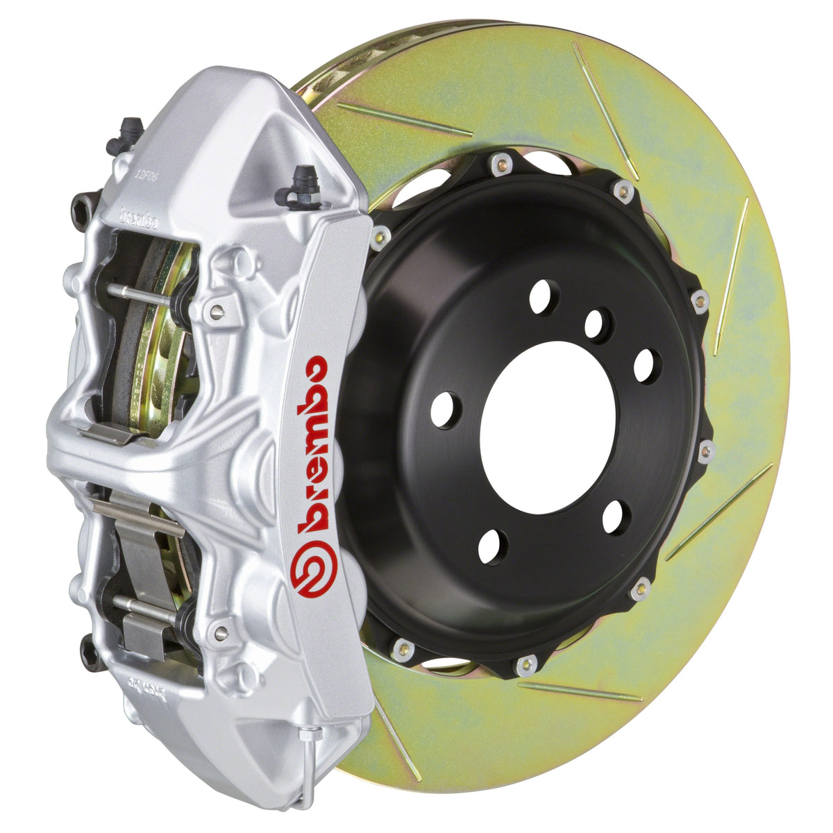 Brembo GT Front Big Brake Kit, 6-Piston Silver Calipers, 355x32mm Type-1 Slotted 2-Piece Rotors, Fits 2008 Volkswagen R32 1M2.8038A3