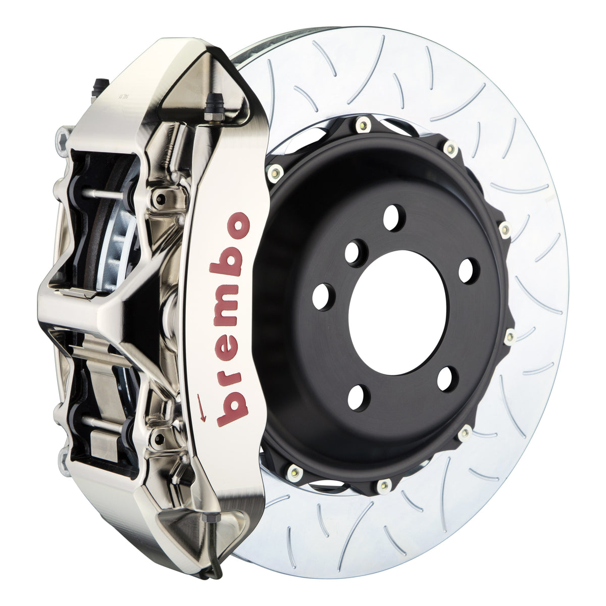 Brembo GT-R Front Big Brake Kit, 6-Piston Nickel Plated Calipers, 355x32mm Type-3 Slotted 2-Piece Rotors 1M3.8073AR