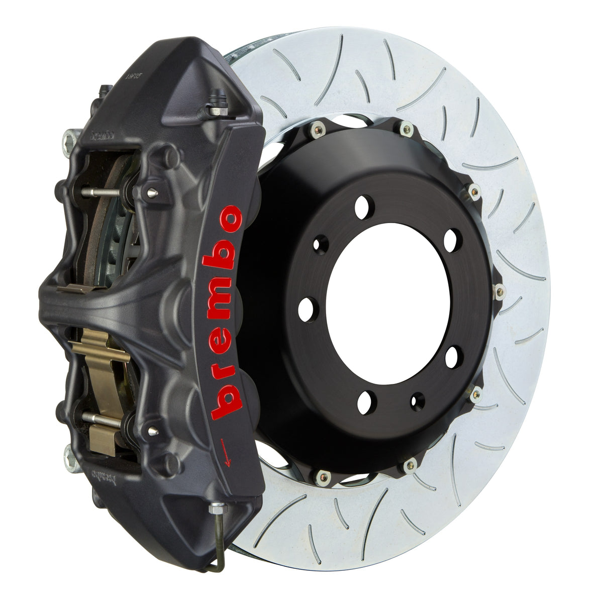 Brembo GT-S Front Big Brake Kit, 6-Piston Black Hard Anodized Calipers, 355x32mm Type-3 Slotted 2-Piece Rotors 1M3.8073AS