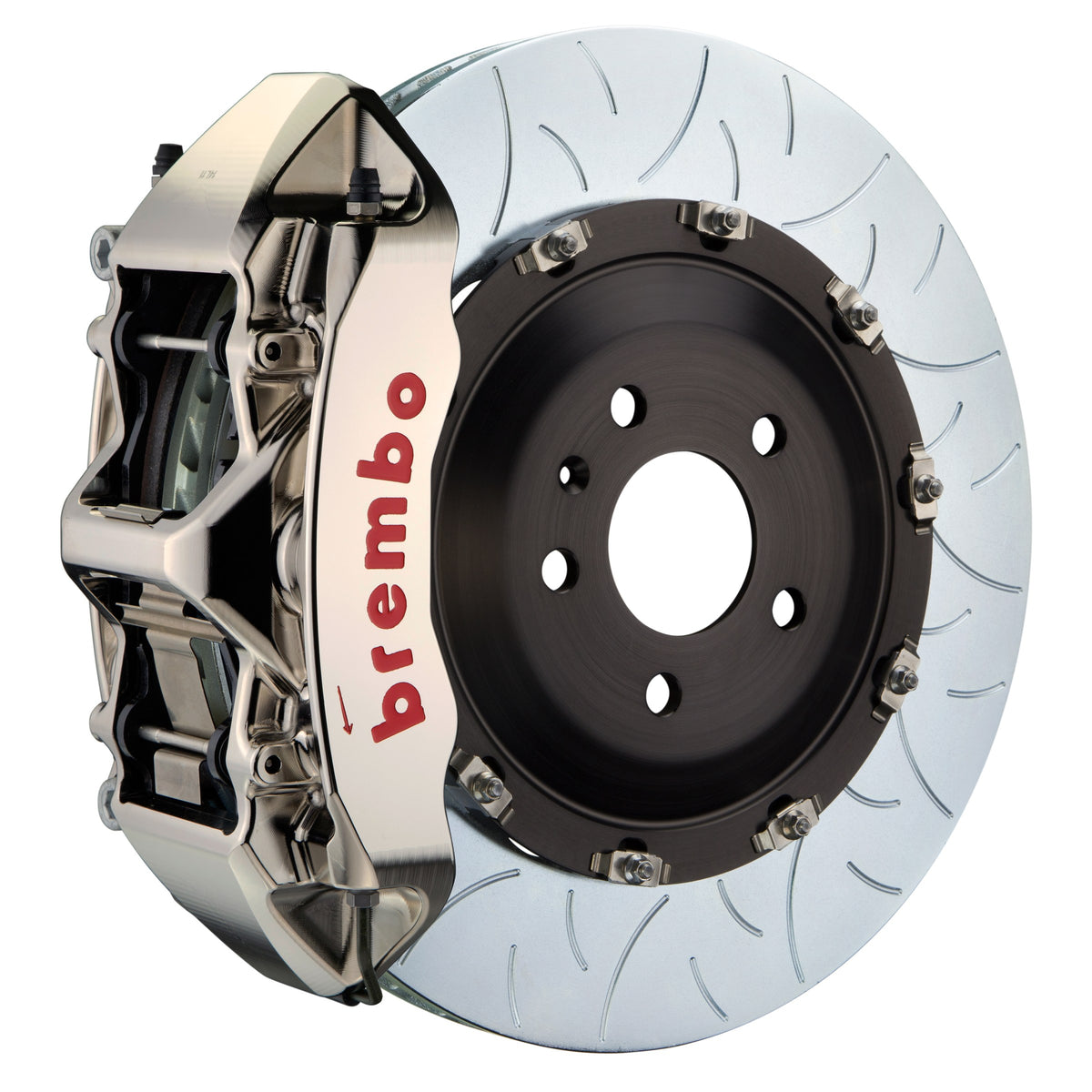 Brembo GT-R Front Big Brake Kit, 6-Piston Nickel Plated Calipers, 380x34mm Type-3 Slotted 2-Piece Rotors, Fits 2014-2024 Tesla S, X 1N3.9066AR