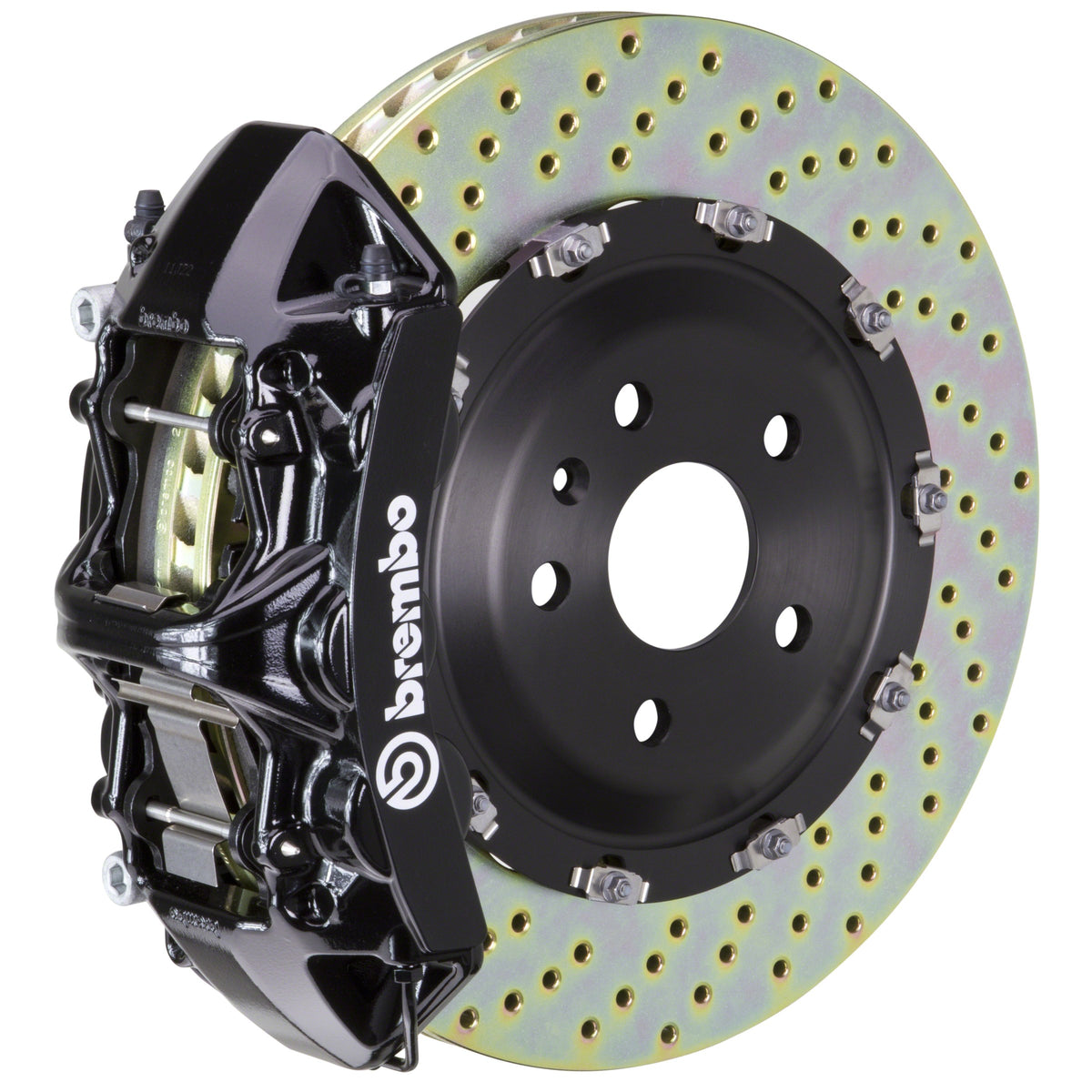 Brembo GT Front Big Brake Kit, 6-Piston Black Calipers, 380x34mm Drilled 2-Piece Rotors, Fits 2008-2015 Audi R8 1N1.9041A1