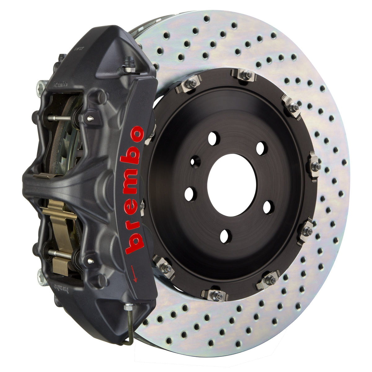 Brembo GT-S Front Big Brake Kit, 6-Piston Black Hard Anodized Calipers, 380x34mm Drilled 2-Piece Rotors, Fits 2025 BMW X3 1N1.9093AS