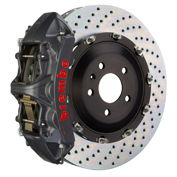 Brembo GT-S Front Big Brake Kit, 6-Piston Black Hard Anodized Calipers, 380x34mm Drilled 2-Piece Rotors 1N1.9028AS