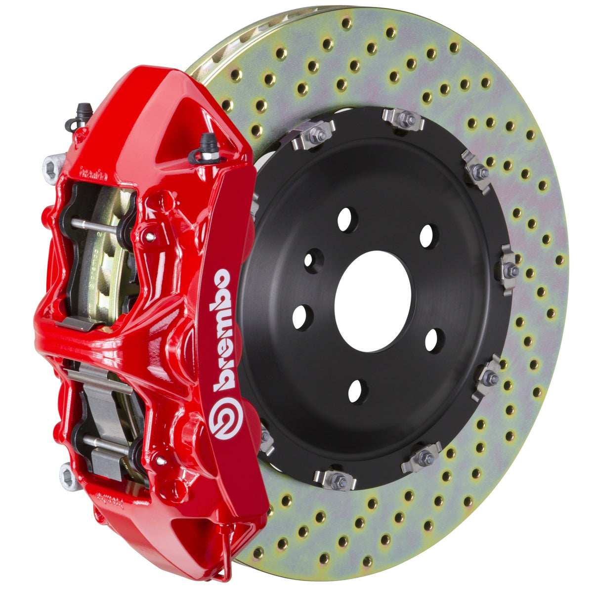 Brembo GT Front Big Brake Kit, 6-Piston Red Calipers, 380x34mm Drilled 2-Piece Rotors, Fits 2008-2014 Mercedes-Benz C63 AMG 1N1.9013A2