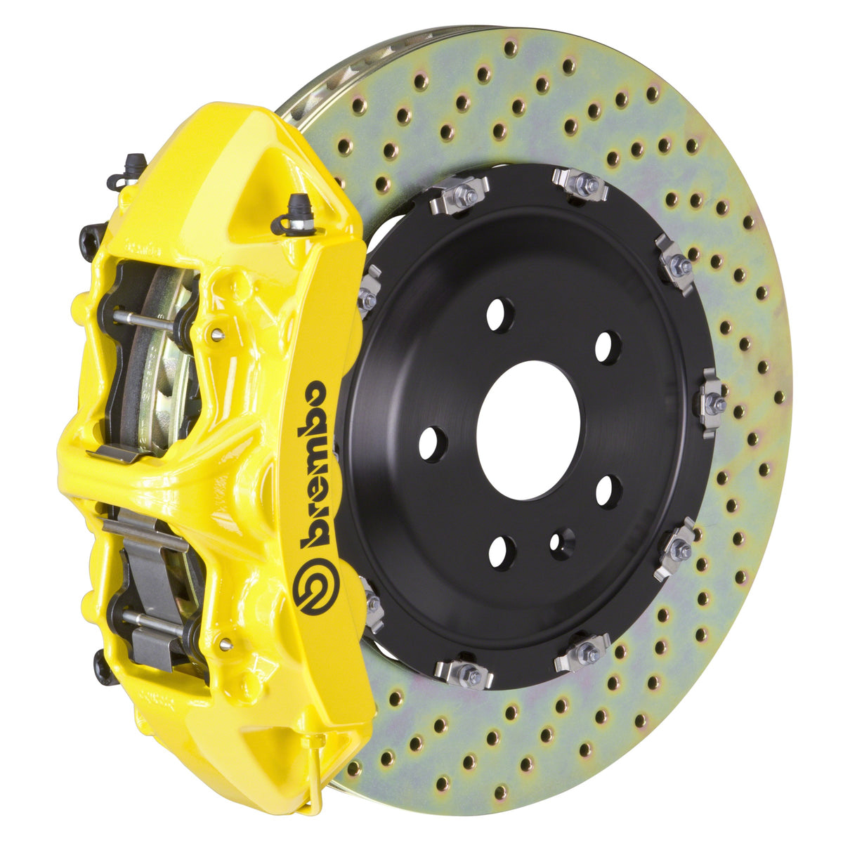 Brembo GT Front Big Brake Kit, 6-Piston Yellow Calipers, 380x34mm Drilled 2-Piece Rotors, Fits 2008-2014 Mercedes-Benz C63 AMG 1N1.9013A5