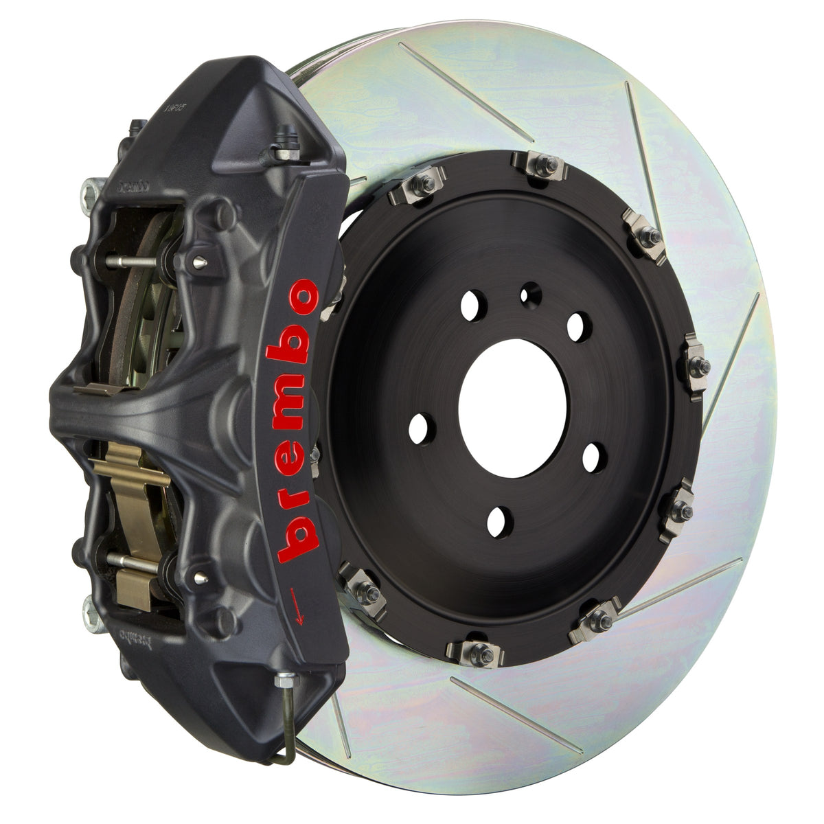 Brembo GT-S Front Big Brake Kit, 6-Piston Black Hard Anodized Calipers, 380x34mm Type-1 Slotted 2-Piece Rotors, Fits BMW 760Li and more 1N2.9031AS