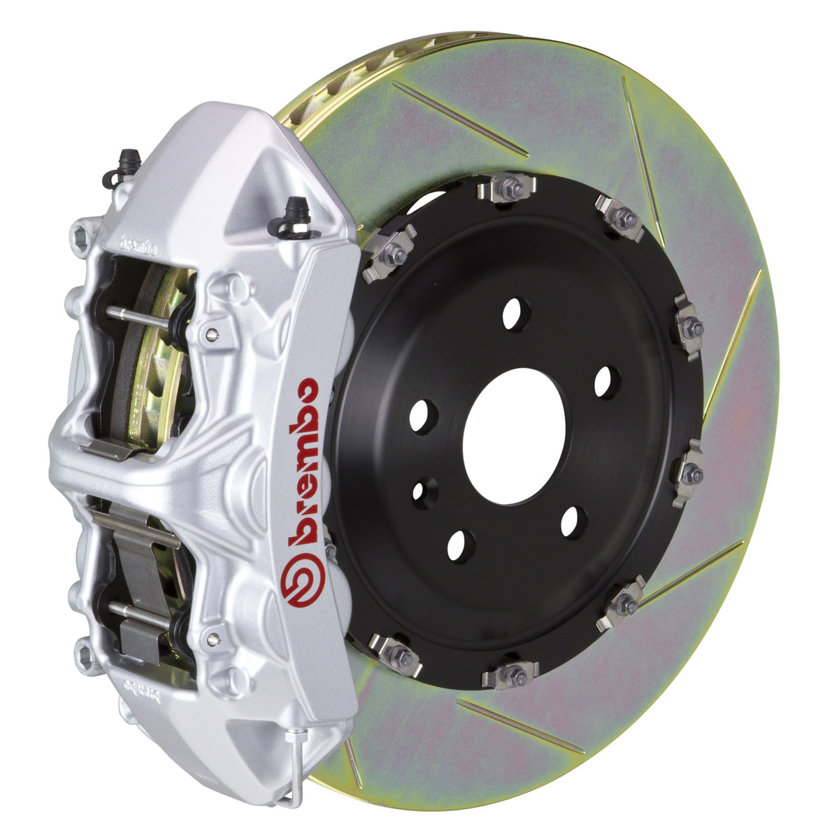 Brembo GT Front Big Brake Kit, 6-Piston Silver Calipers, 365x34mm Type-1 Slotted 2-Piece Rotors 1N2.8522A3