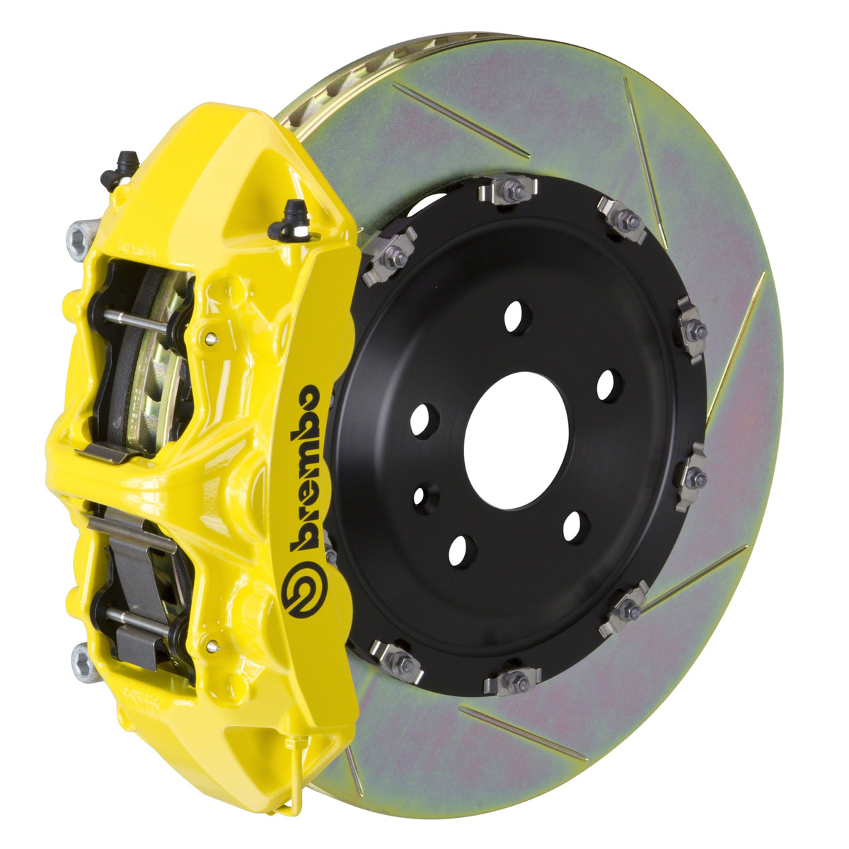 Brembo GT Front Big Brake Kit, 6-Piston Yellow Calipers, 380x34mm Type-1 Slotted 2-Piece Rotors, Fits 2014-2015 Audi A6 1N2.9027A5