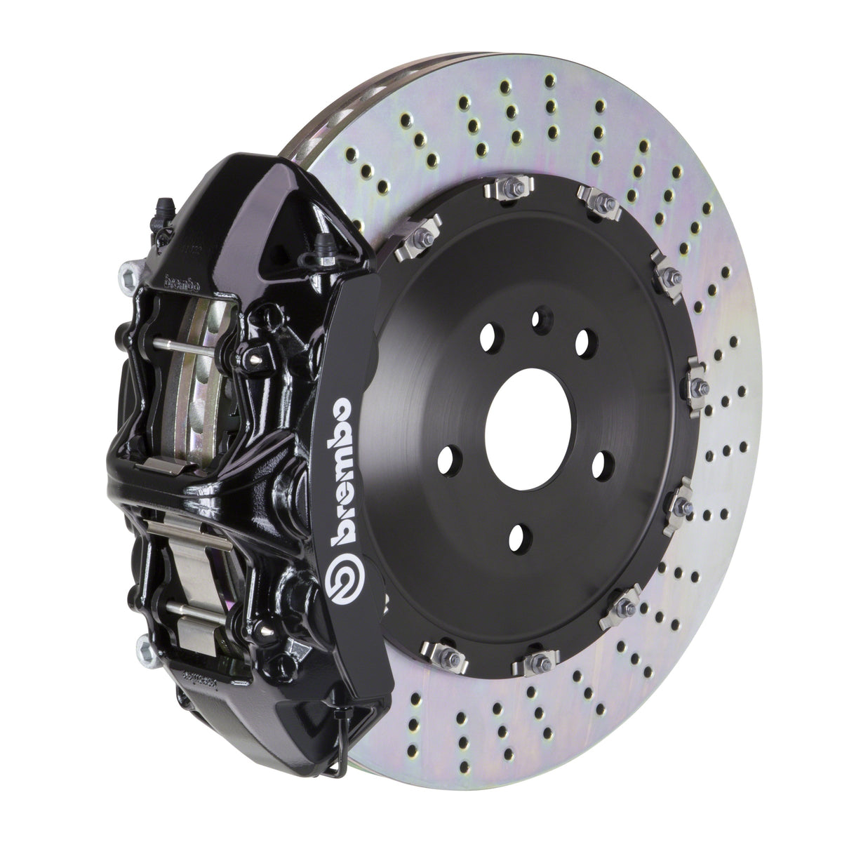 Brembo GT Front Big Brake Kit, 6-Piston Black Calipers, 405x34mm Drilled 2-Piece Rotors, Fits 2007-2015 Audi Q7 1N1.9507A1