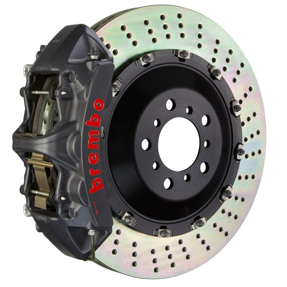 Brembo GT-S Front Big Brake Kit, 6-Piston Black Hard Anodized Calipers, 405x34mm Drilled 2-Piece Rotors, Fits Lexus LX570 and more 1N1.9535AS