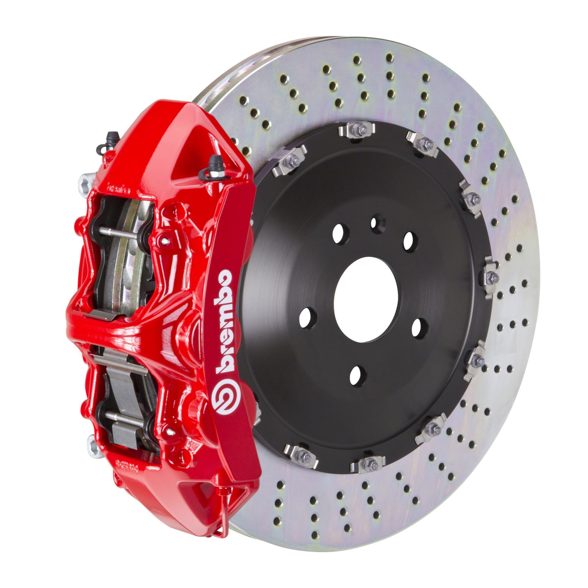 Brembo GT Front Big Brake Kit, 6-Piston Red Calipers, 405x34mm Drilled 2-Piece Rotors, Fits 2008-2015 Lexus LX570 and more 1N1.9512A2