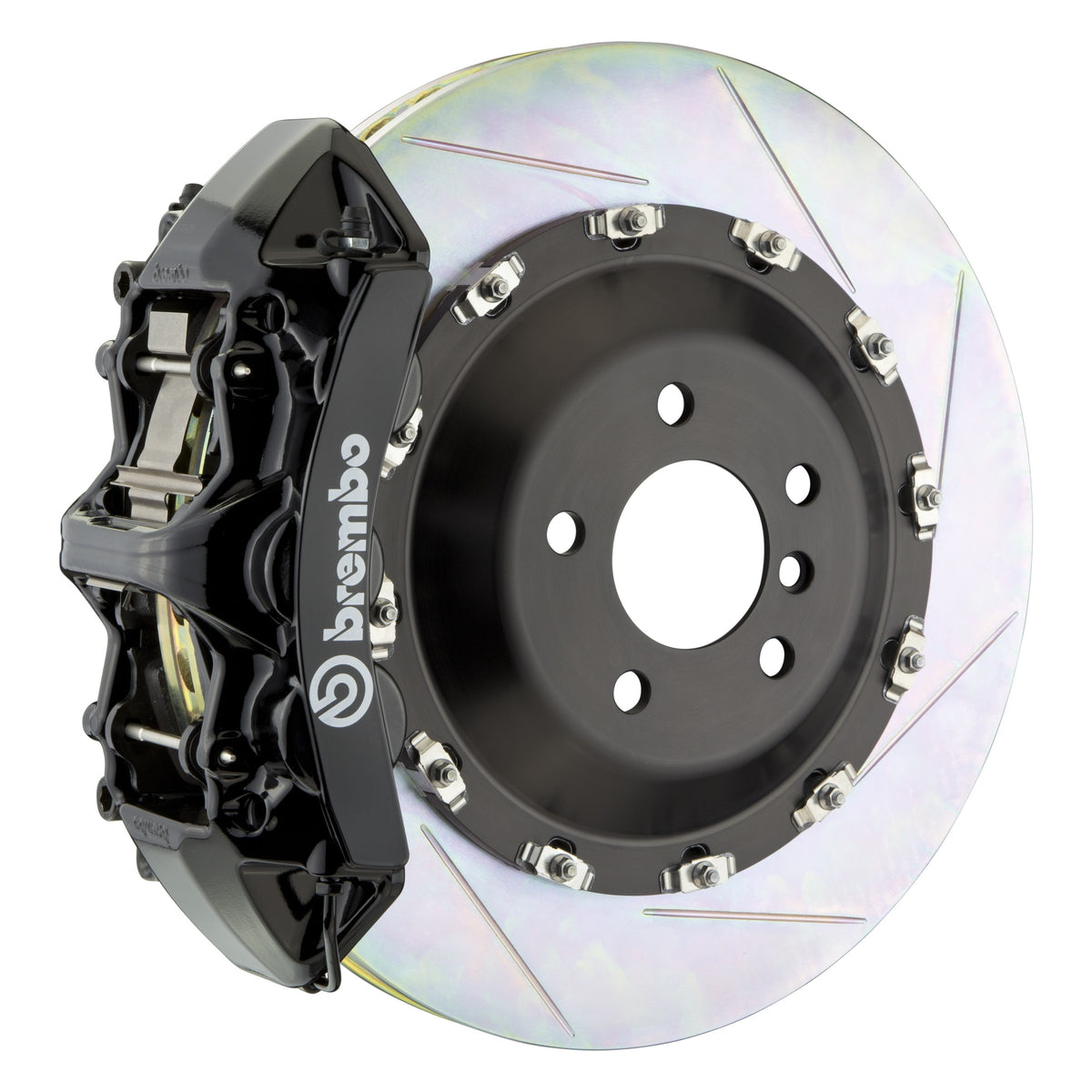 Brembo GT Front Big Brake Kit, 6-Piston Black Calipers, 405x34mm Type-1 Slotted 2-Piece Rotors, Fits 2014-2021 Maserati Ghibli 1T2.9505A1