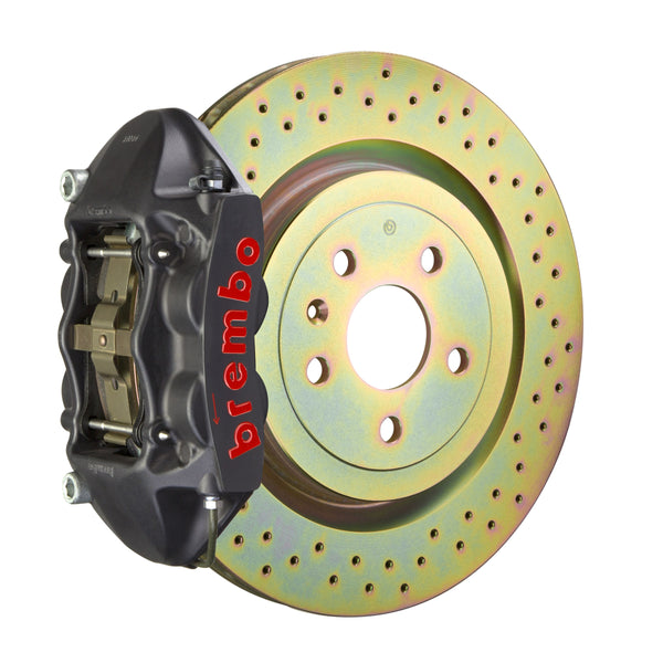 Brembo GT-S Front Big Brake Kit, 4-Piston Black Hard Anodized Calipers, 336x28mm Drilled Rotors, Fits 2008-2013 Volvo C30 1P4.7001AS