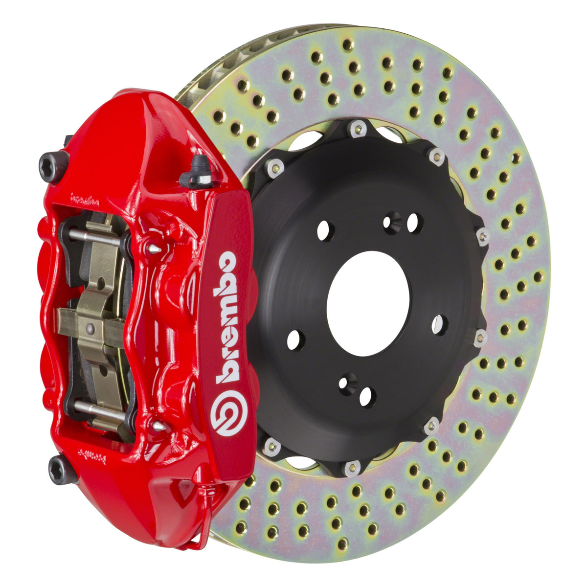 Brembo GT Rear Big Brake Kit, 4-Piston Red Calipers, 328x28mm Drilled 2-Piece Rotors, Fits 2006-2009 Honda S2000 2P1.6010A2