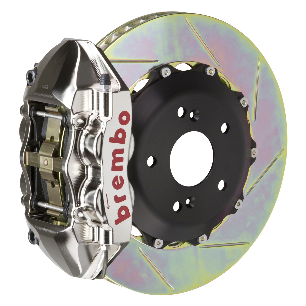 Brembo GT-R Rear Big Brake Kit, 4-Piston Nickel Plated Calipers, 328x28mm Type-1 Slotted 2-Piece Rotors, Fits 2003-2006 Mitsubishi Lancer 2P2.6006AR
