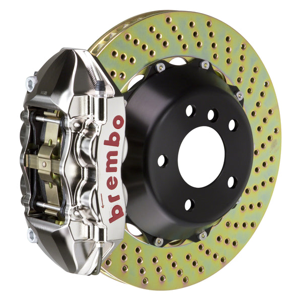 Brembo GT-R Rear Big Brake Kit, 4-Piston Nickel Plated Calipers, 380x28mm Drilled 2-Piece Rotors, Fits 2015-2020 BMW M4, M3, M2 2P1.9044AR