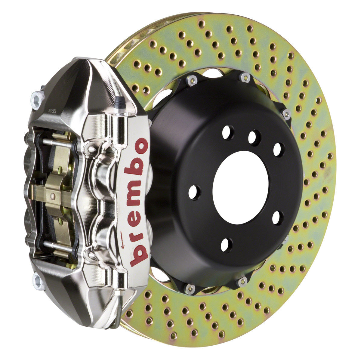 Brembo GT-R Rear Big Brake Kit, 4-Piston Nickel Plated Calipers, 380x28mm Drilled 2-Piece Rotors, Fits 2007-2008 Audi RS4 2P1.9018AR