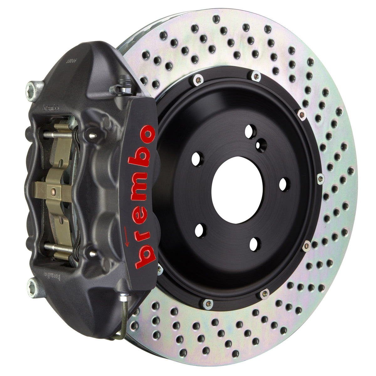 Brembo GT-S Rear Big Brake Kit, 4-Piston Black Hard Anodized Calipers, 380x28mm Drilled 2-Piece Rotors 2P1.9026AS