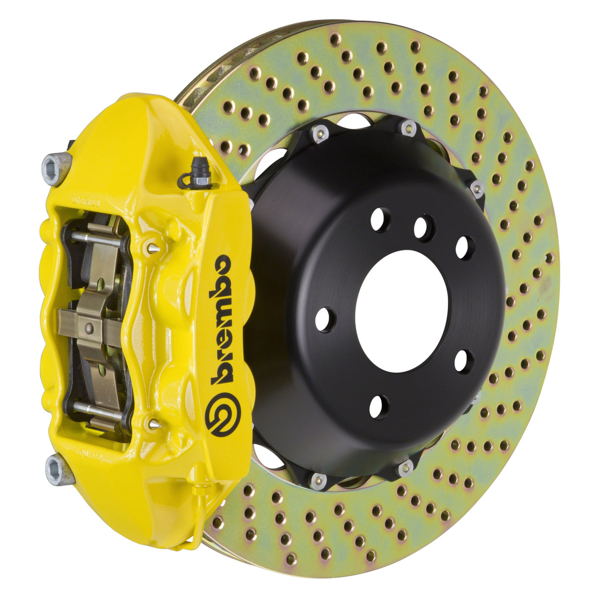 Brembo GT Rear Big Brake Kit, 4-Piston Yellow Calipers, 345x28mm Drilled 2-Piece Rotors, Fits 2008-2013 BMW 135i 2P1.8022A5