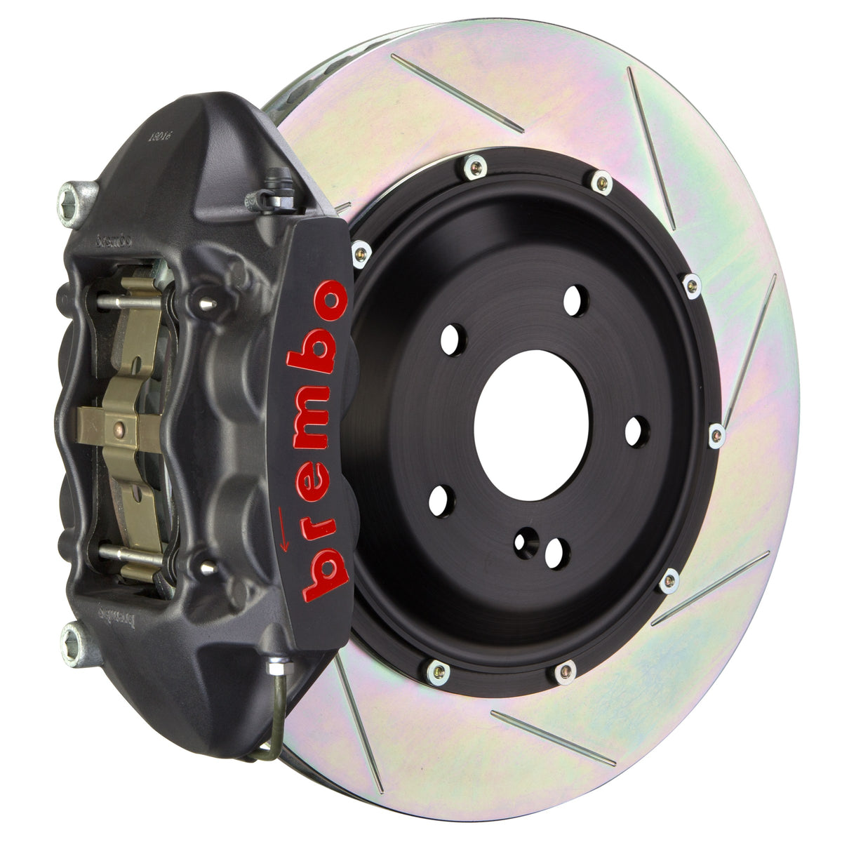 Brembo GT-S Rear Big Brake Kit, 4-Piston Black Hard Anodized Calipers, 380x28mm Type-1 Slotted 2-Piece Rotors, Fits 2008-2017 Audi S5, S4 2P2.9014AS