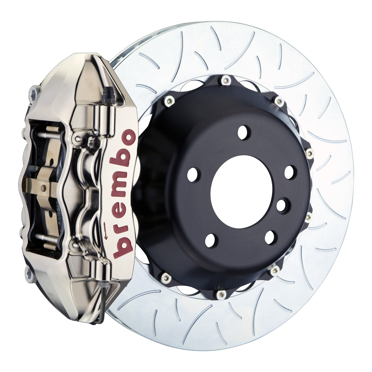 Brembo GT-R Rear Big Brake Kit, 4-Piston Nickel Plated Calipers, 345x28mm Type-3 Slotted 2-Piece Rotors, Fits INFINITI G35 and more 2P3.8023AR