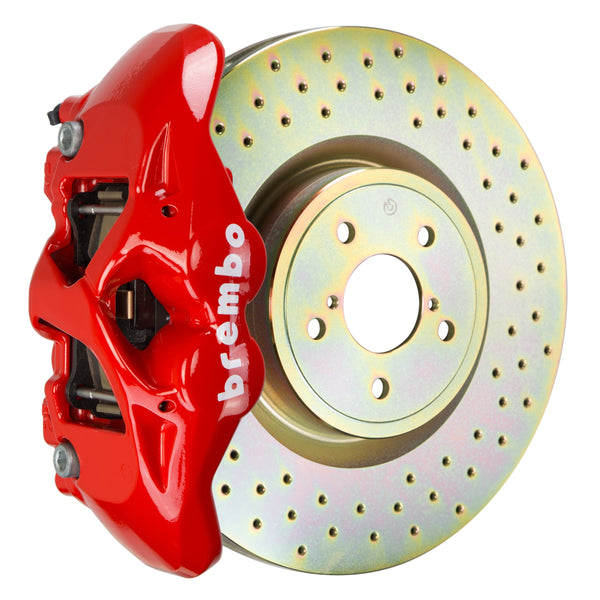 Brembo GT Front Big Brake Kit, 4-Piston Red Calipers, 326x30mm Drilled Rotors, Fits 2015-2021 Subaru WRX 1S4.6002A2
