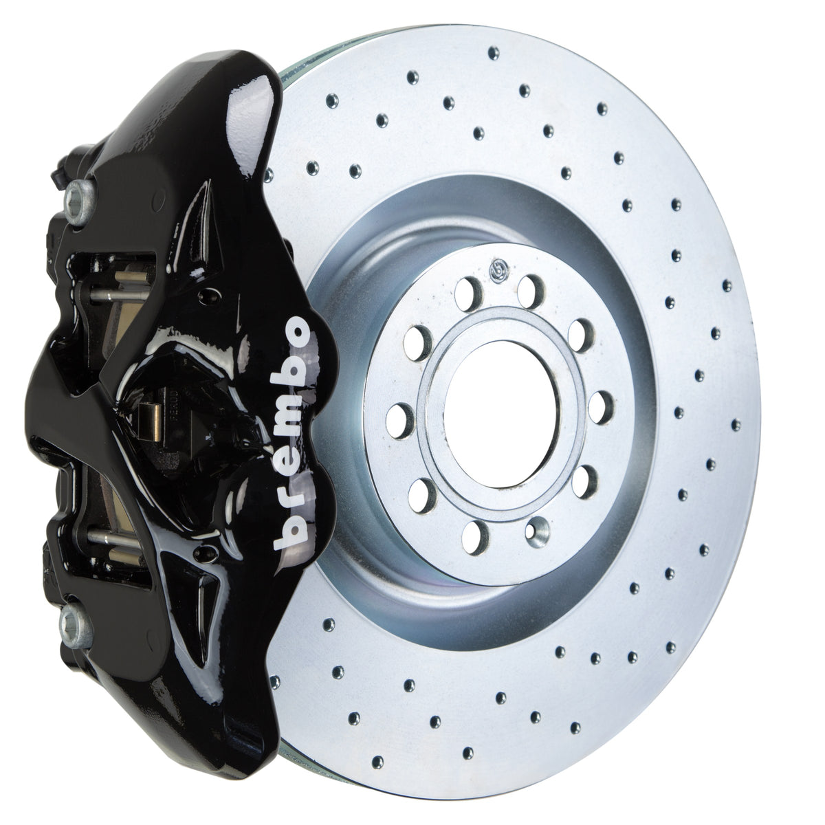 Brembo GT Front Big Brake Kit, 4-Piston Black Calipers, 345x30mm Drilled Rotors, Fits 2009-2017 Volkswagen CC and more 1S4.8002A1