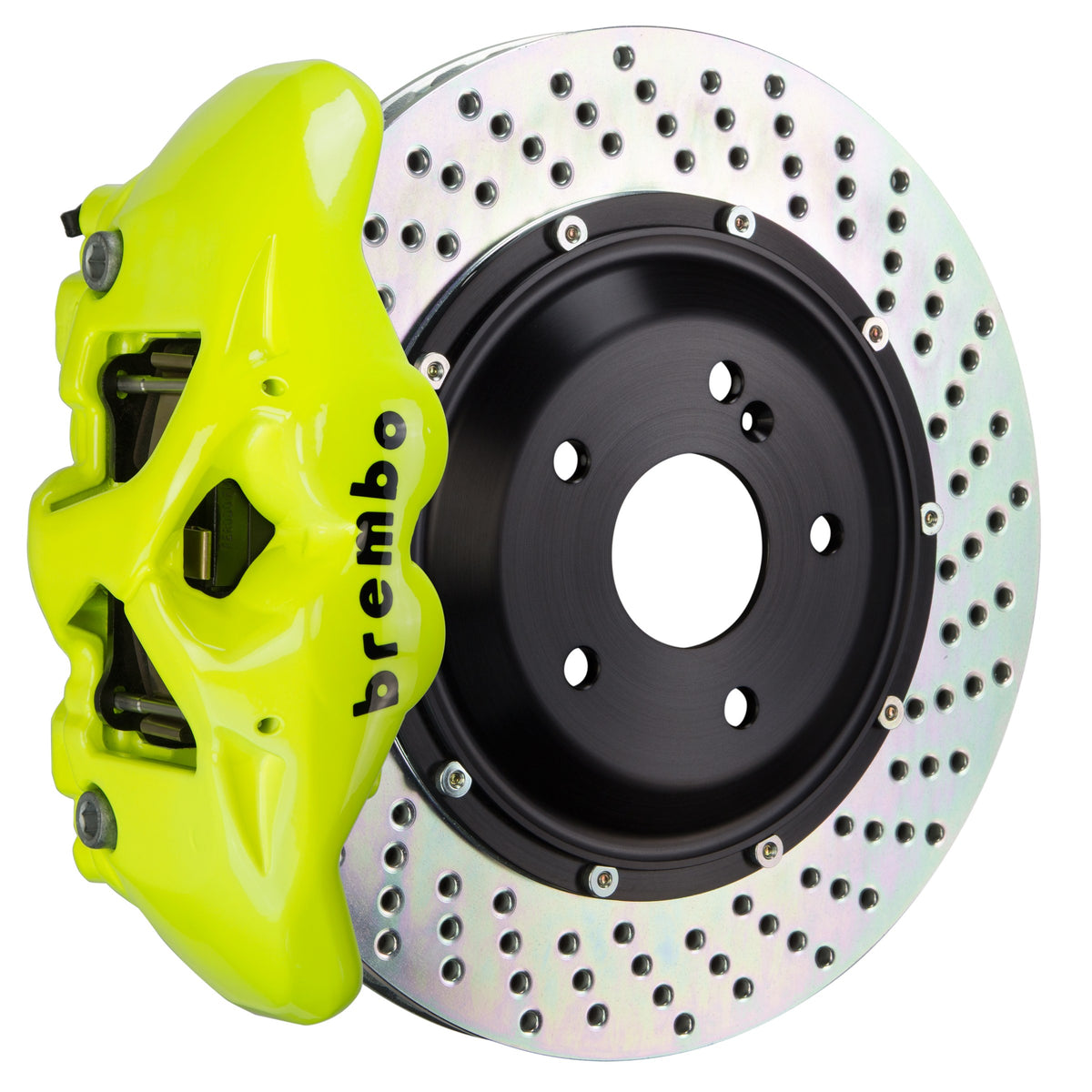Brembo GT Front Big Brake Kit, 4-Piston Fluorescent Yellow Calipers, 345x28mm Drilled 2-Piece Rotors, Fits 2017-2020 Honda Civic 1S1.8005A7