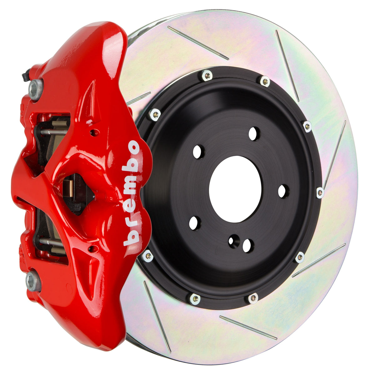 Brembo GT Front Big Brake Kit, 4-Piston Red Calipers, 345x28mm Type-1 Slotted 2-Piece Rotors, Fits 2017-2020 Honda Civic 1S2.8005A2