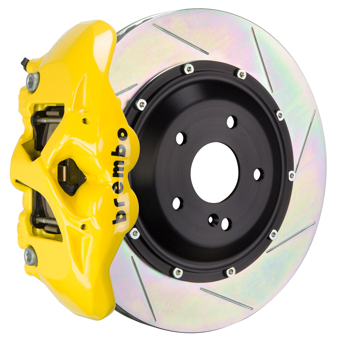 Brembo GT Rear Big Brake Kit, 4-Piston Yellow Calipers, 380x28mm Type-1 Slotted 2-Piece Rotors, Fits 2014-2021 Maserati Ghibli 2S2.9017A5