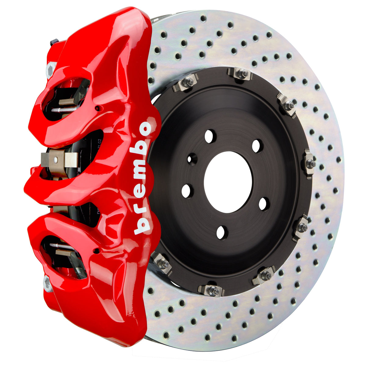 Brembo GT Front Big Brake Kit, 6-Piston Red Calipers, 380x34mm Drilled 2-Piece Rotors, Fits 2019-2024 BMW Z4, 2020-2025 Toyota GR Supra 1T1.9020A2