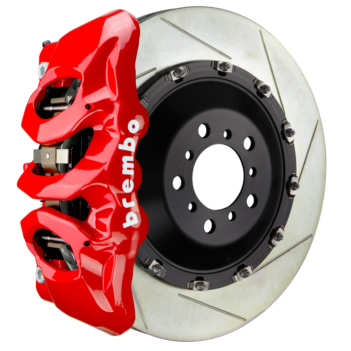 Brembo GT Front Big Brake Kit, 6-Piston Red Calipers, 405x34mm Type-1 Slotted 2-Piece Rotors, Fits 2014-2021 Maserati Ghibli 1T2.9505A2