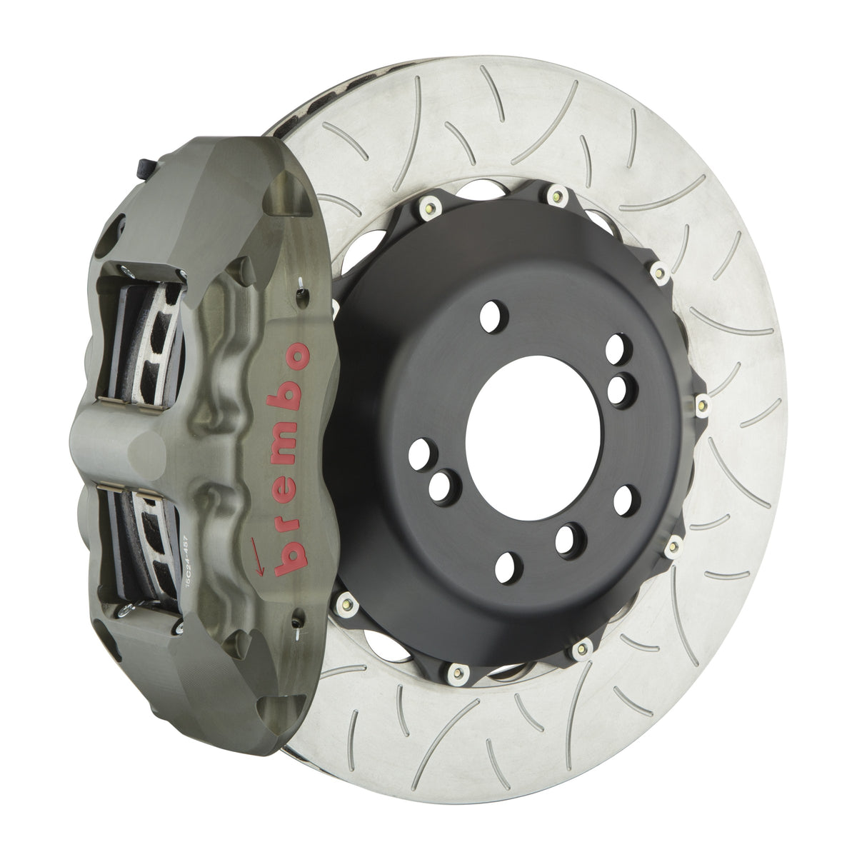 Brembo Pista Race Rear Big Brake Kit, 4-Piston Clear Hard Anodized Calipers, 332x32mm Type-3 Slotted 2-Piece Rotors 4K3.7003AZ