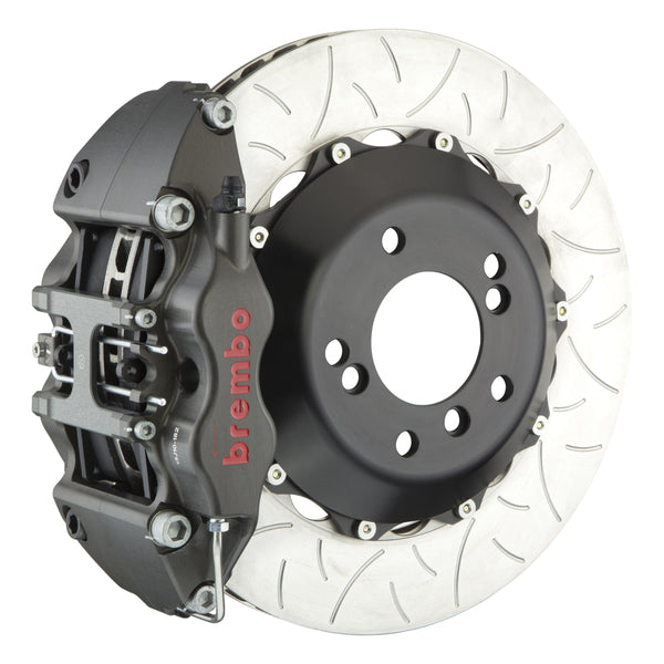 Brembo Pista Race Front Big Brake Kit, 4-Piston Clear Hard Anodized Calipers, 355x35mm Type-3 Slotted 2-Piece Rotors 3K3.8044AX