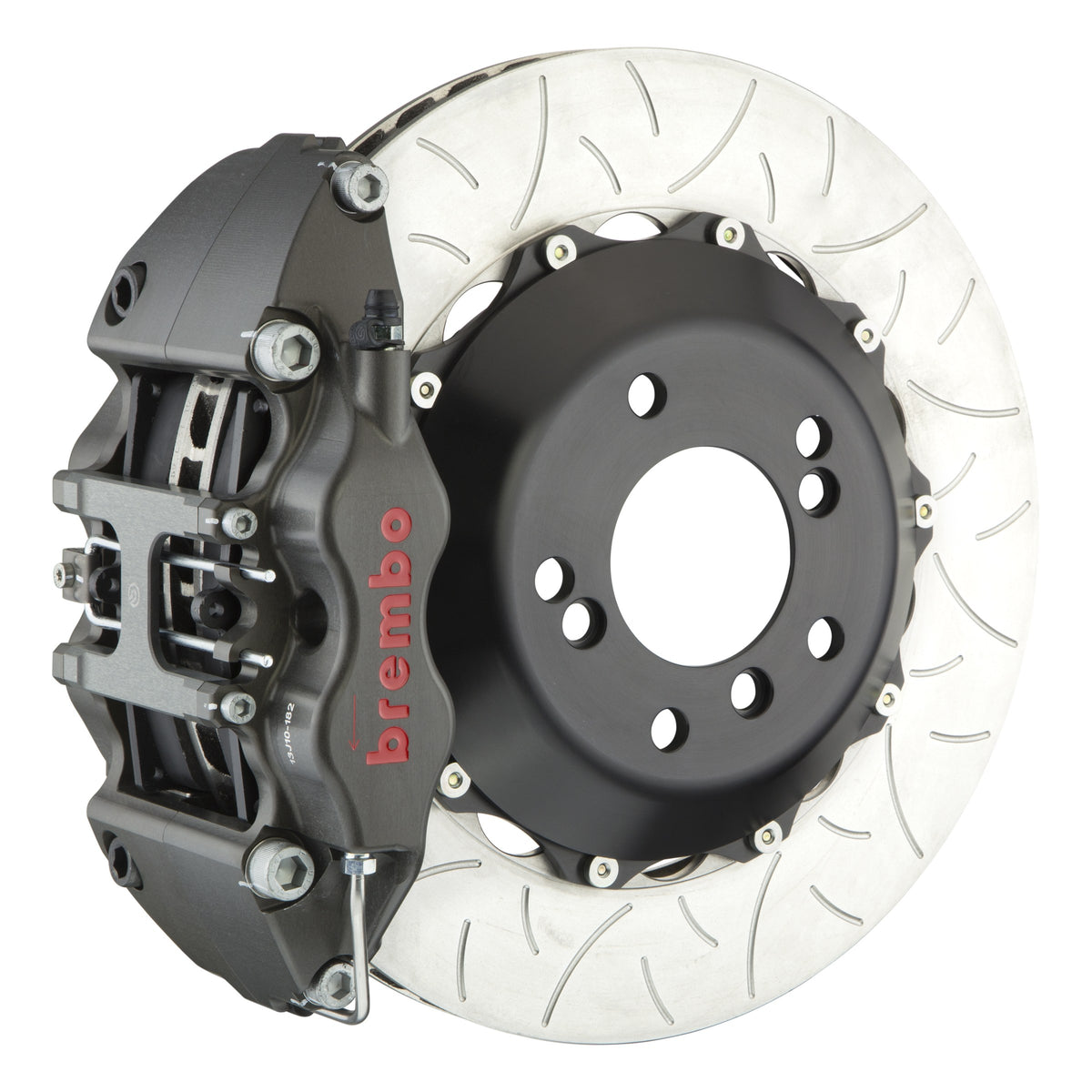 Brembo Pista Race Front Big Brake Kit, 4-Piston Clear Hard Anodized Calipers, 355x35mm Type-3 Slotted 2-Piece Rotors 3K3.8075AX