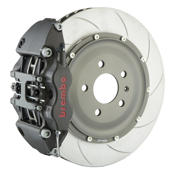 Brembo Pista Race Front Big Brake Kit, 4-Piston Clear Hard Anodized Calipers, 355x35mm Type-5 Slotted 2-Piece Rotors 3KC.8044A