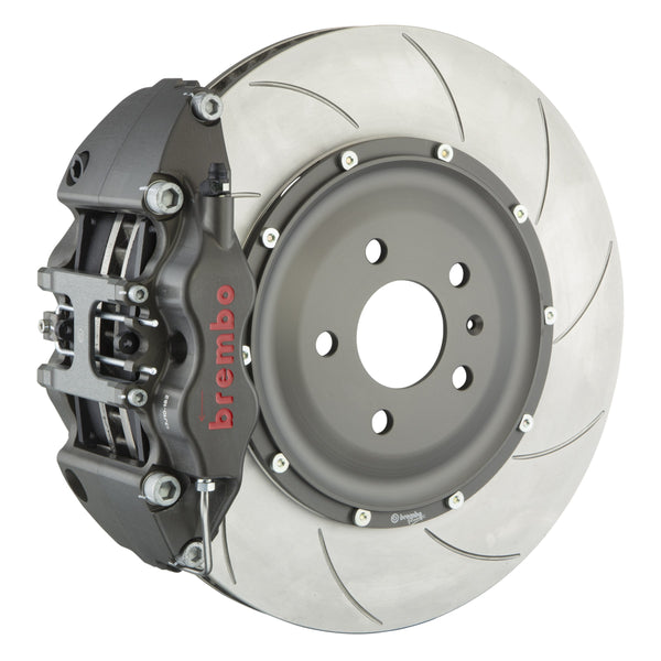 Brembo Pista Race Front Big Brake Kit, 4-Piston Clear Hard Anodized Calipers, 380x34mm Type-5 Slotted 2-Piece Rotors 3KC.9042AZ