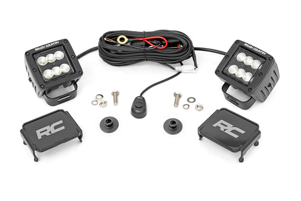 Rough Country Led Light Kit Ditch Mount 2" Black Pair Flood Pattern Fits Ford Bronco (21-23) 71046