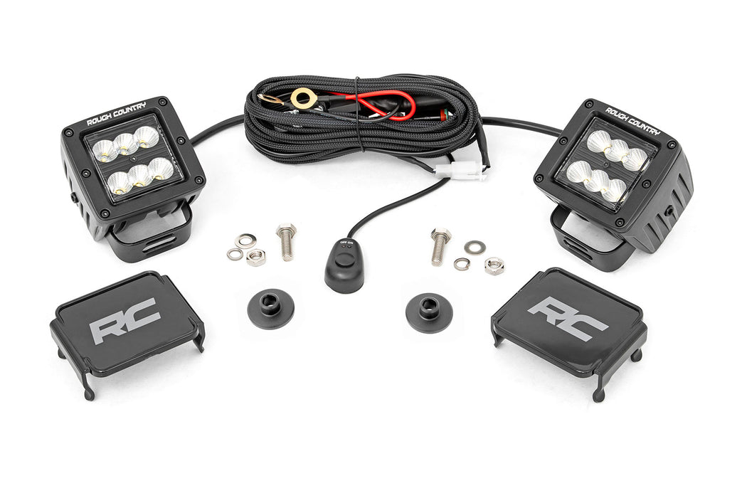 Rough Country Led Light Kit Ditch Mount 2" Black Pair Flood Pattern Ford Bronco (21-23) 71046