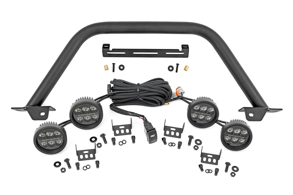 Rough Country Safari Bar 3.5" Round Led (Quad) Black Amber Drl Oe Modular Steel Fits Ford Bronco 4WD (21-23) 51112