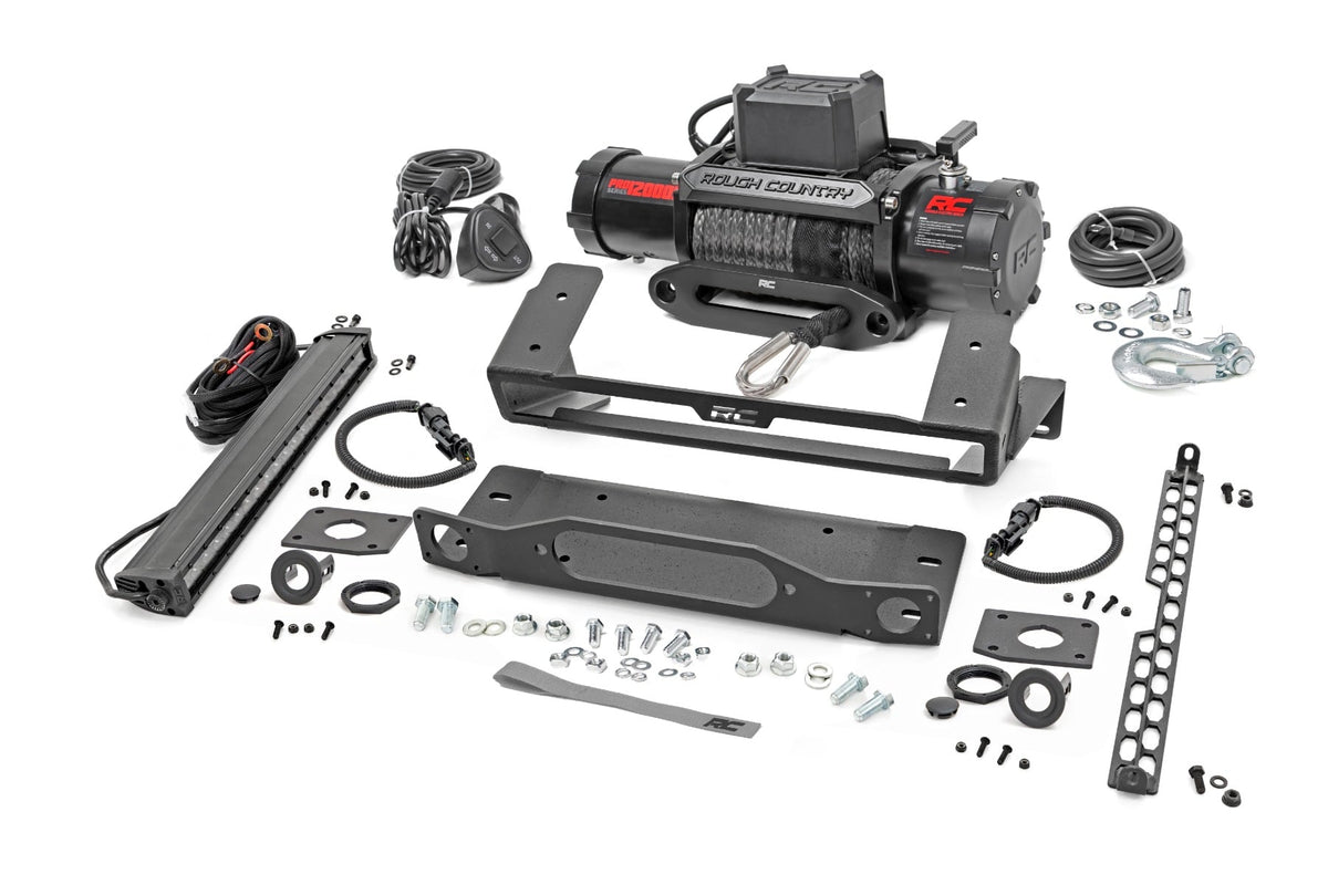 Rough Country High Winch Mount All Models 12000S 20 Inch Black Single Row Led Fits Ford Bronco 4WD (2021-2023) 51099
