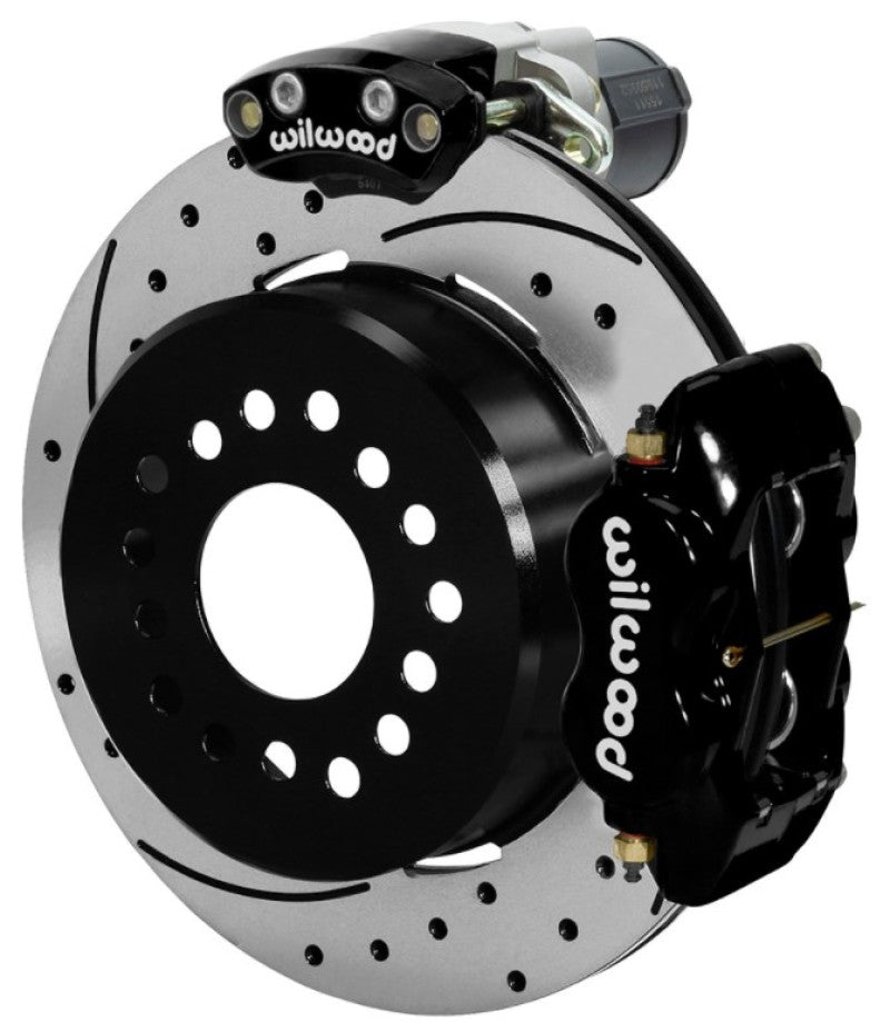 Wilwood Forged Dynalite Rear Electronic Parking Brake Kit Black Powder Coat Caliper D/S Rotor 140-16130-D