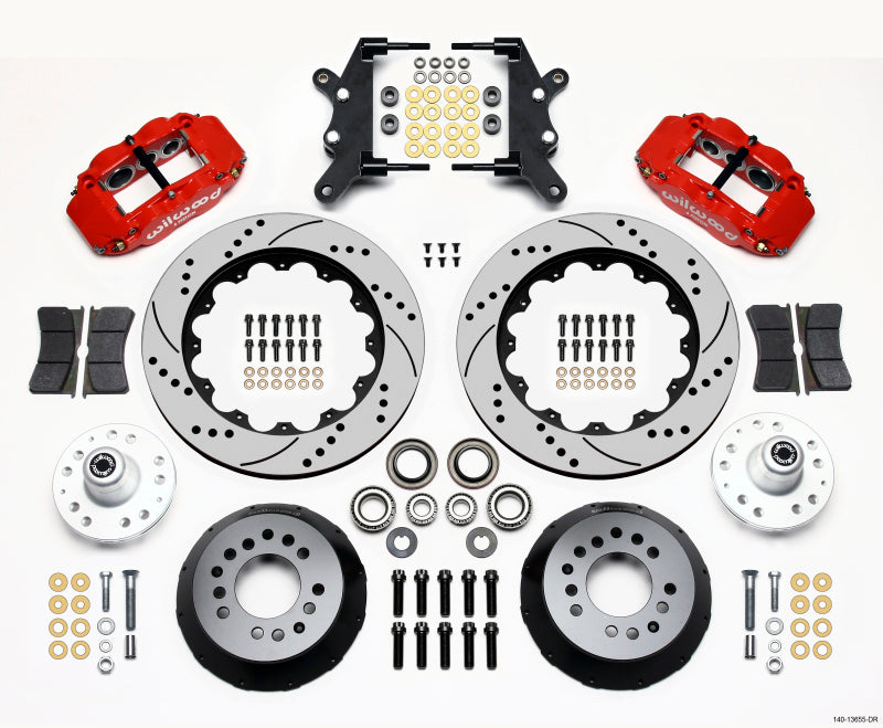 Wilwood Narrow Superlite 6R Front Hub Kit 14.00in Drill Red 60-68 Ford / Mercury Full Size / Galaxie 140-13655-DR