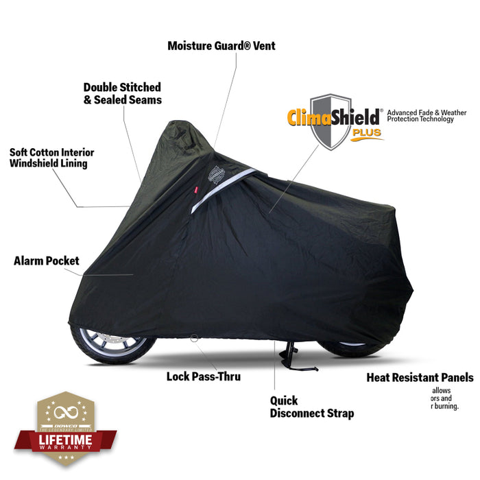 Dowco Guardian 0 Weatherall Plus Indoor/Outdoor Waterproof Motorcycle Cover: Black, Large Scooter 5142
