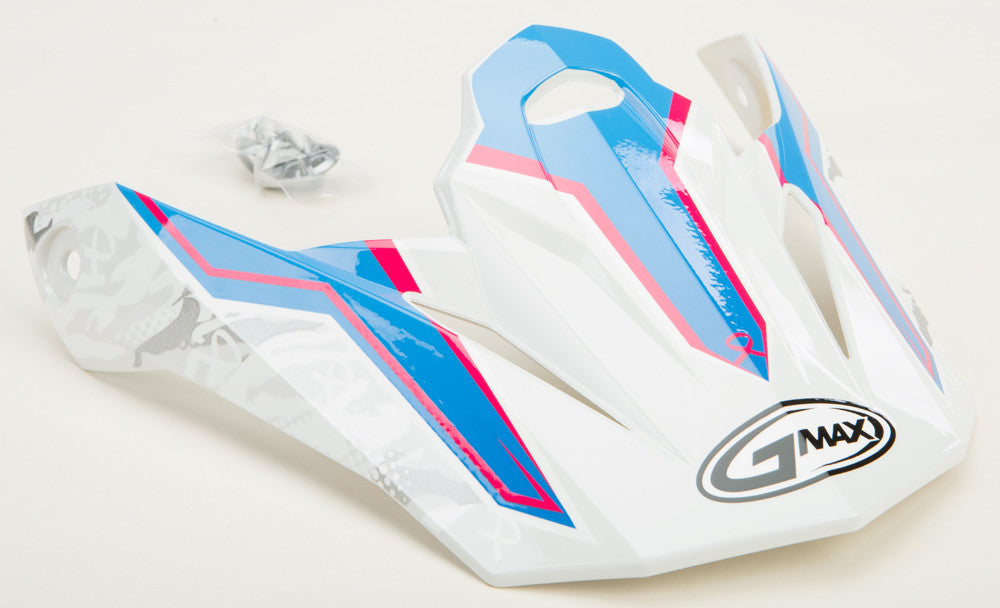 Gmax Visor W/Screws Pink Ribbon Riders White/Pink/Blue Mx-86 G086037