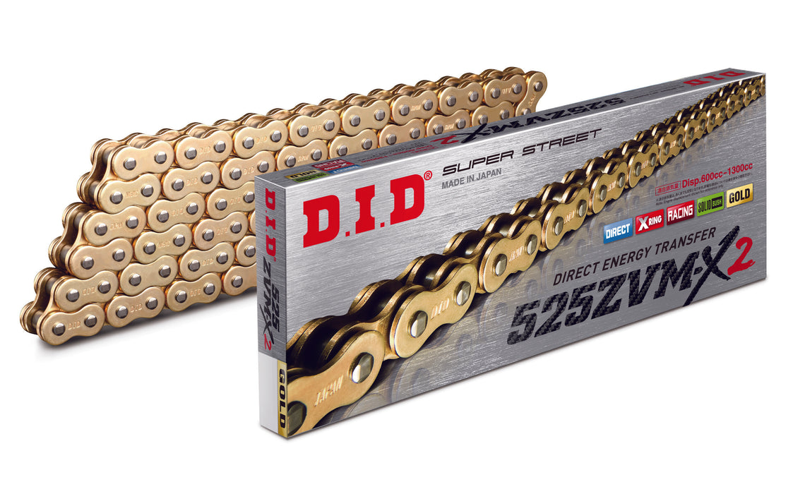 DID ZJ525ZVMX2G (525 Series) ZVM-X2 Gold/Gold High Performance X-Ring Chain Rivet Type Connecting Link